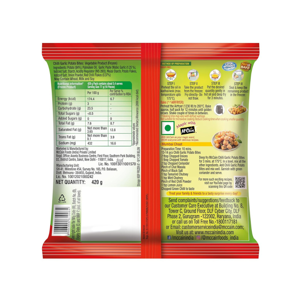 McCain Chilli Garlic Potato Bites 420g