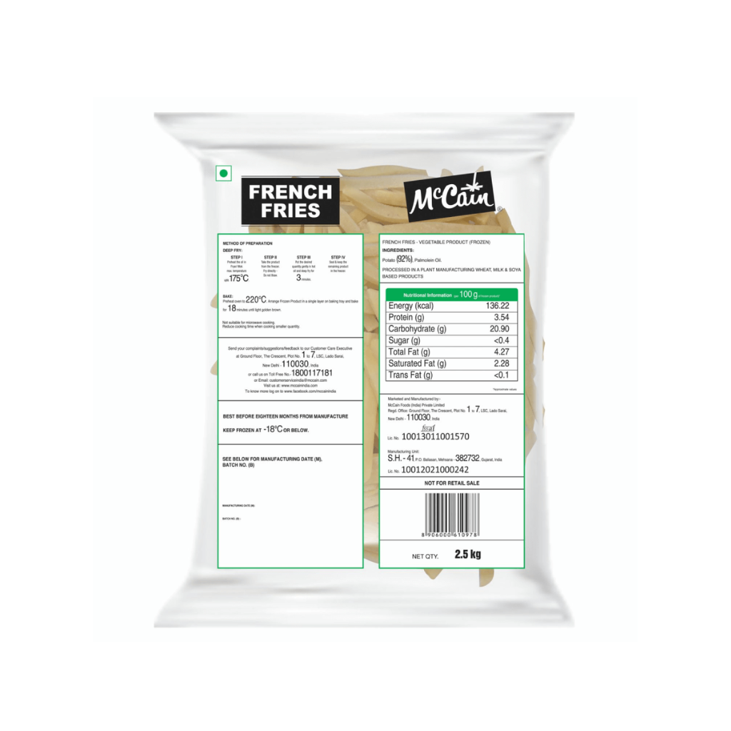 McCain Regular French Fries 6 MM 2.5 Kg