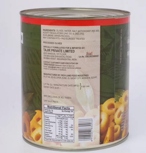 Habit Green Olives Slice 3kg
