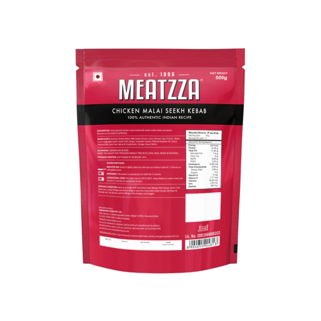Meatzza Chicken Malai Seekh Kebab 500g