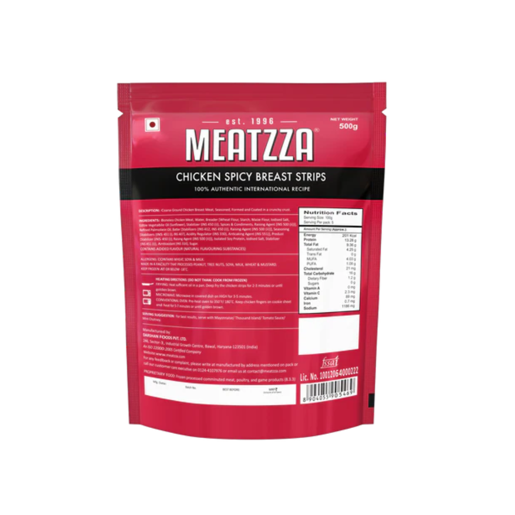 Meatzza Chicken Spicy Breast Strips 500g