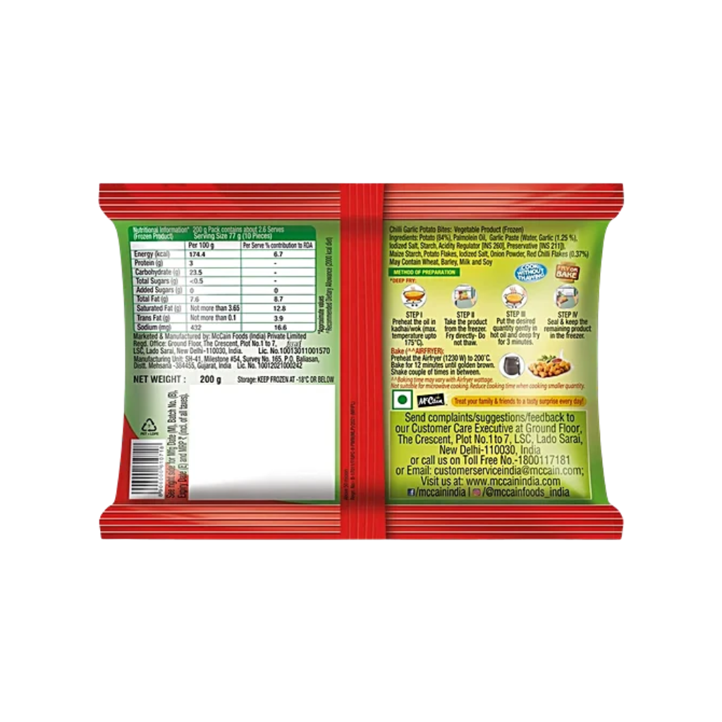 McCain Potato Bites - Chilli Garlic, 200 g