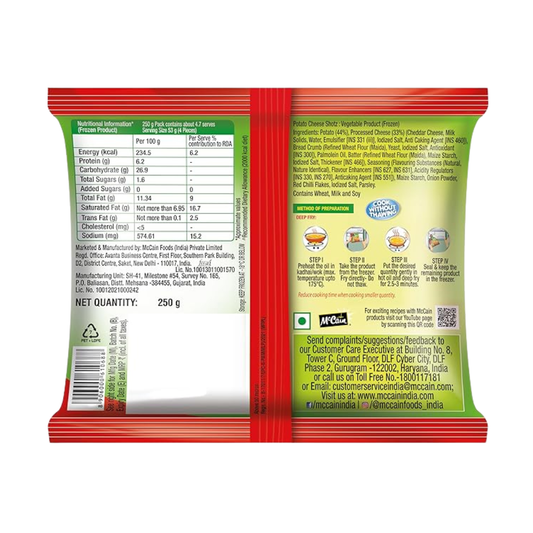 Mccain Potato Cheese Shots, 250 g