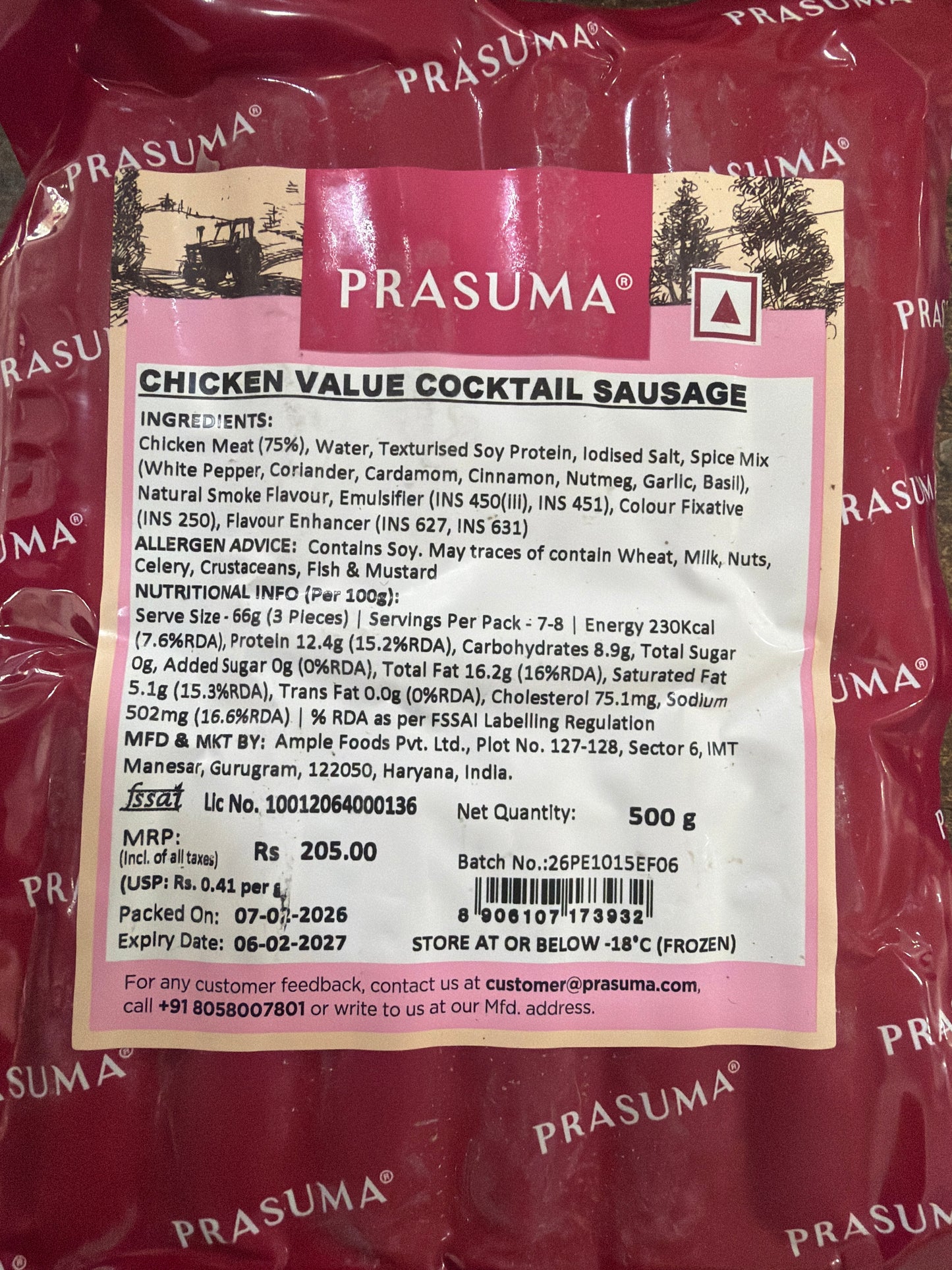 Prasuma Chicken Value Cocktail Sausage 500g