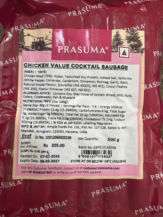 Prasuma Chicken Value Cocktail Sausage 500g