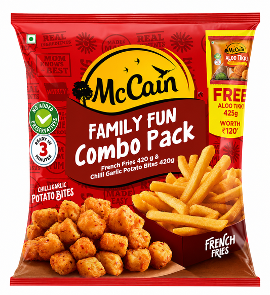 McCain Combo Pack Chilli Garlic Potato Bites + French Fries 1.24kg