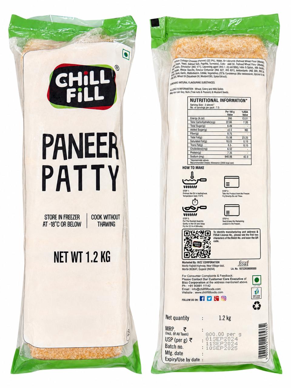 Chill Fill Paneer Patty 1.2kg
