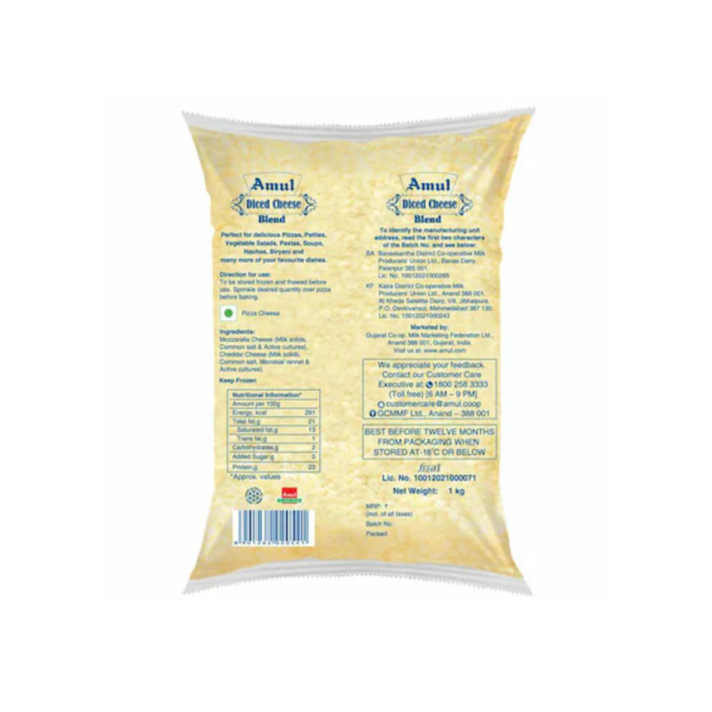 Amul Diced Cheese Blend 1kg