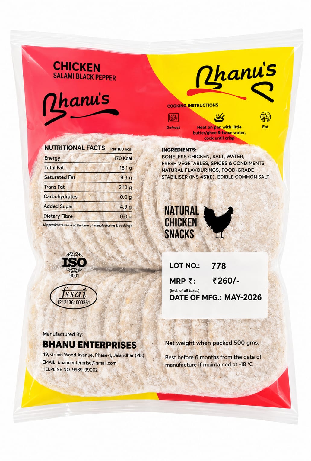 ChefSpecial Chicken Salami Black Pepper 500gm