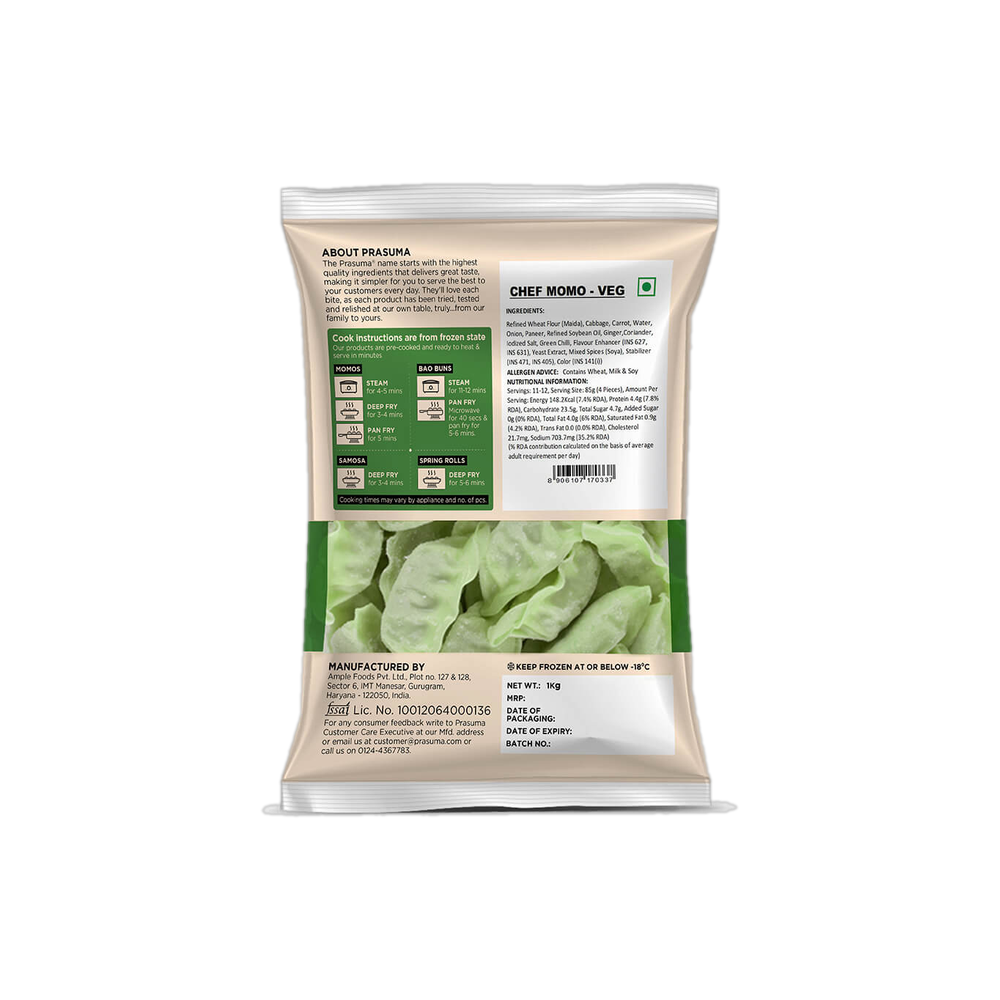 Prasuma Veg Chef Momo 1kg